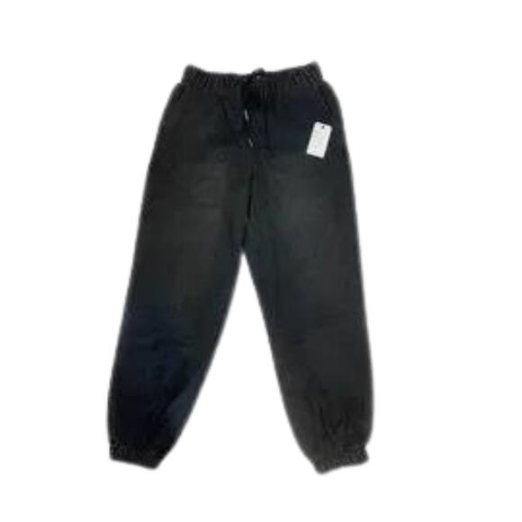 FOREVER 21 Black Distressed Drawstring High Rise Denim Joggers Size Medium - Picture 2 of 4